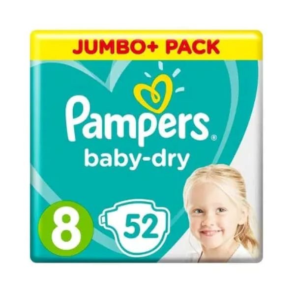 Pampers Baby Dry 8 Jumbo Plus Belt 17+ kg (52 pcs)